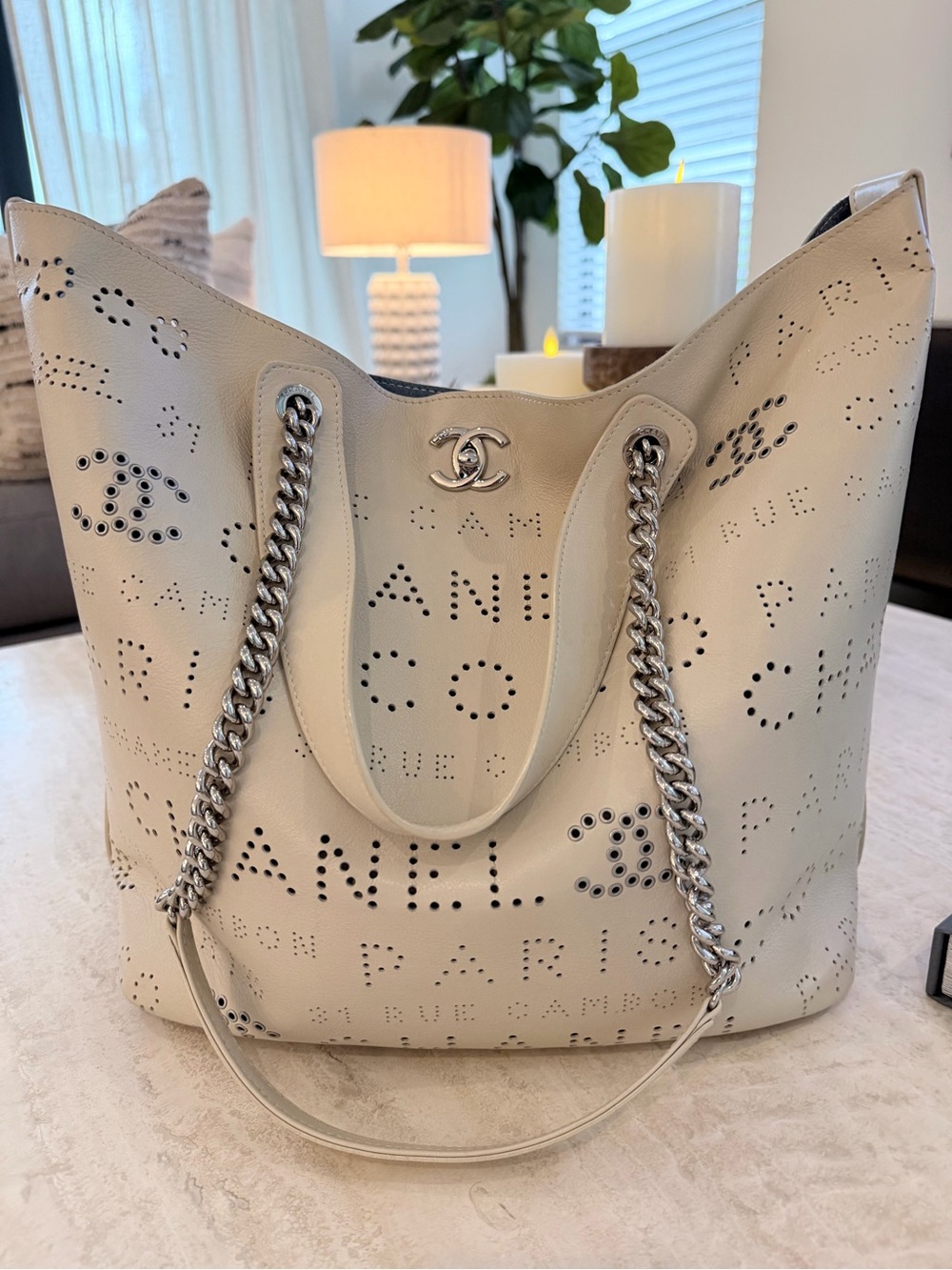 CHANEL Eyelet Shopping Tote- Karl Lagerfeld Collection